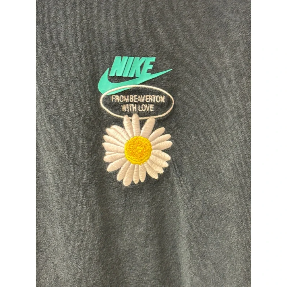 Nike Sportswear Womens Short Sleeve Half Zip Hoodie‎ Daisy Print Black XL